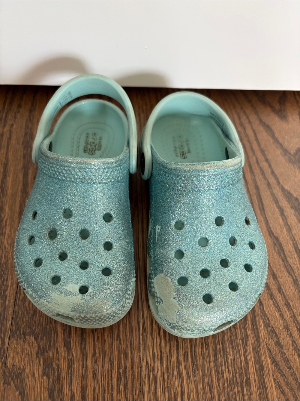 CROCS Kids Glitter Clogs in Teal Aqua size 9